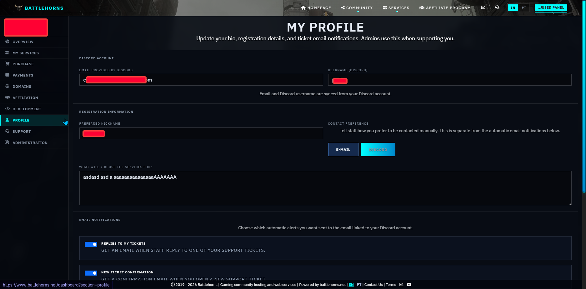 Profile & notifications